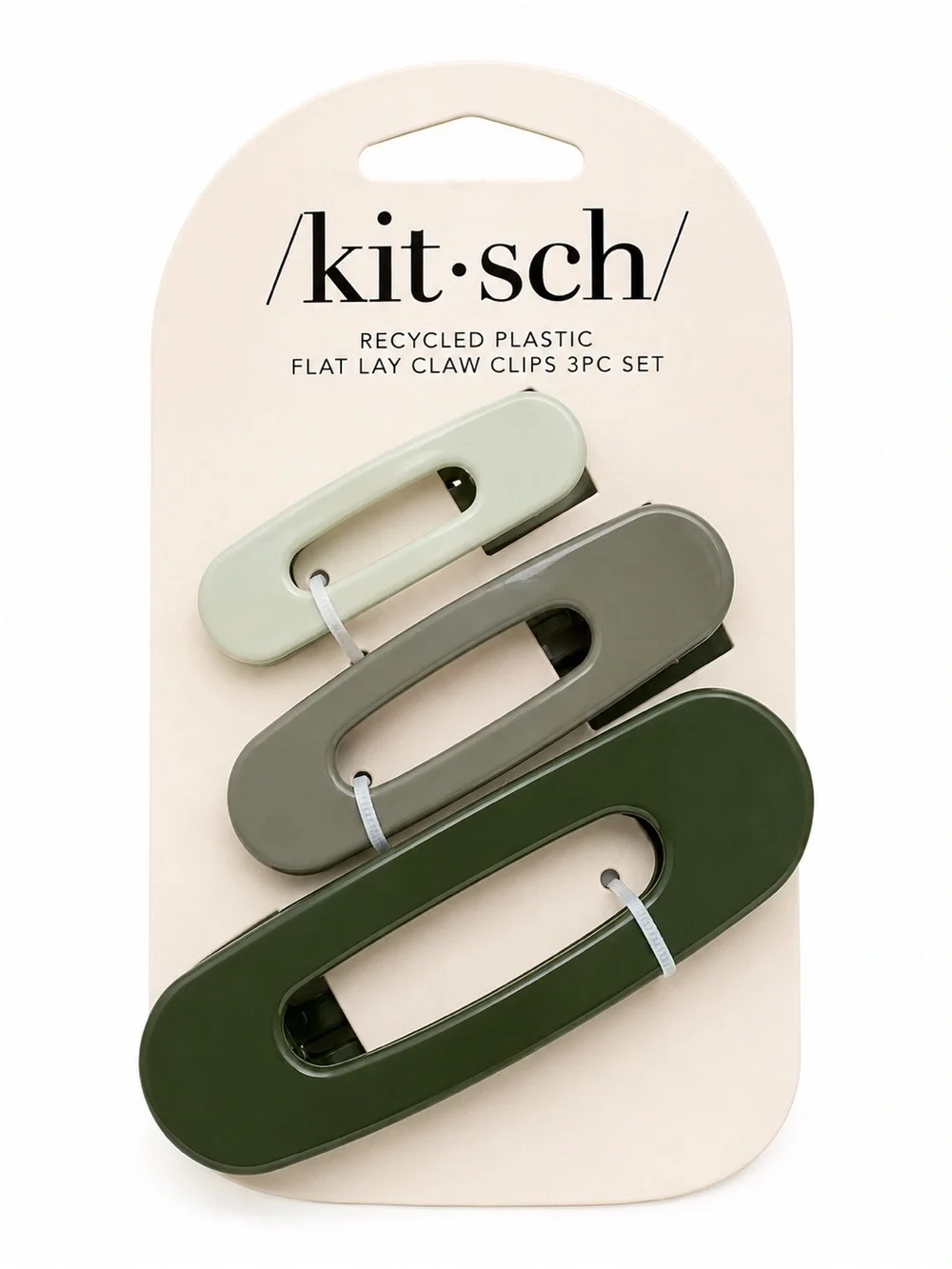 kitsch Kids Olive & Sage Green 3-Piece Flat Lay Claw Clip Set